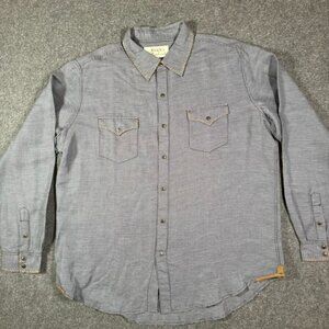 Ryan Michael Mens Long Sleeve Pearl Snap Button Shirt Silk Linen Houndstooth 2XL